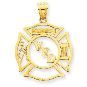  14k Gold VFD Member Shield Pendant: Jewelry