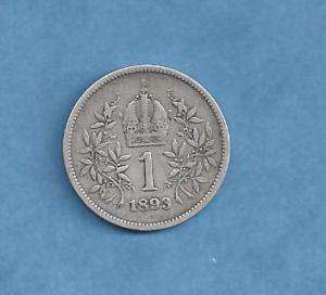AUSTRIA SILVER COIN 1 CORONA 1893 5 GM  
