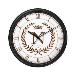   letter N monogram Family Wall Clock by 