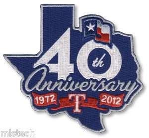   Patch Emblem Texas Rangers 40th Years Anniversary 1972   2012  