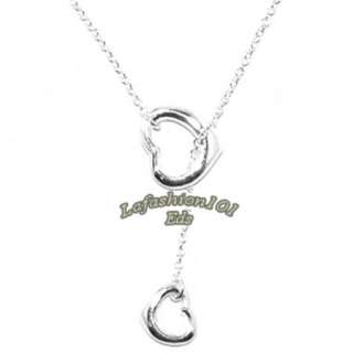 Inspire 925 Sterling Silver Pendant W/ 2 Floating Open Hearts Necklace 