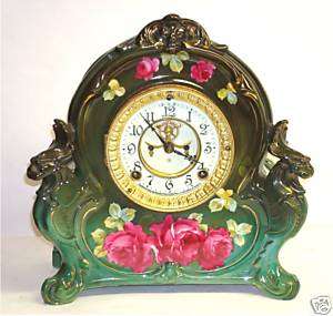 Ansonia Royal Bonn La Charny porcelain antique clock  