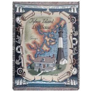  Tybee Island Georgia Lighthouse Tapestry Throw Blanket 50 