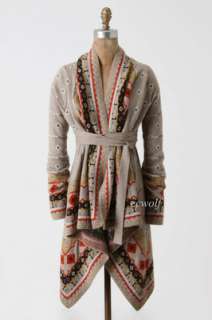 NWT Sleeping on Snow ANTHROPOLOGIE Tea for Two Sweater Cardigan L 10% 