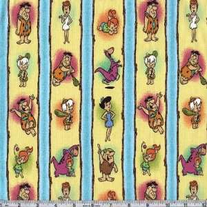  45 Wide Meet The Flintstones Stripes Yellow Fabric By 