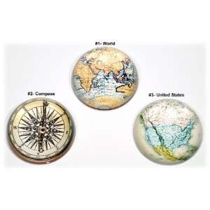  Crystal Glass Map Compass Paperweight Desk Offic Home 