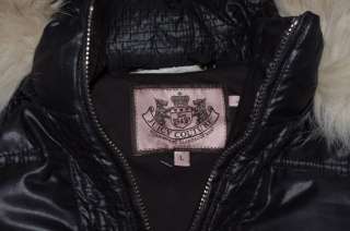 Juicy Couture Black Shimmer Puffer Coat 3/4 Jacket L NEW  