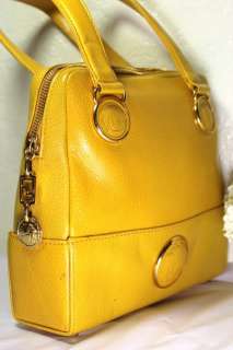 Vintage Versace Couture Yellow Caviar Leather Hand Bag  