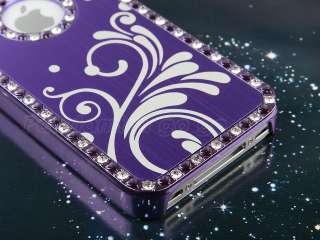   Bling Hard Cover Case For Apple iPhone 4 4S 4G w/ Film Purple  