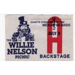  Willie Nelson Meadowlands Original Backstage Pass