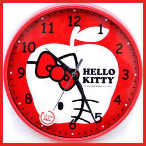Sanrio Hello Kitty Wall Clock Watch  Silent Move:Apple  