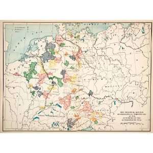 Print Map Germany Ecclesiastical Territories Schmalkaldic Wars Bremen 