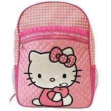 Sanrio Pink Satin Hello Kitty Large School Backpack with Polk a Dots