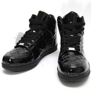 Mens Black Shiny High Top Sneaker Trainers Shoe UK 5~10  