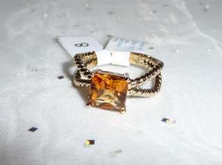 Lia Sophia SUNRISE Citrine CZ Cubic Zirconia Crystal Ring Braided SZ 8 