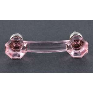  Pink Glass Pull   Octagon w/ Brushed Nickel 3