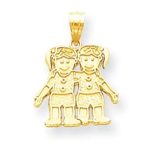  10k Solid Two Girls Charm: Jewelry