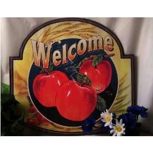 Large Tin Sign   Apple Welcome Sign 