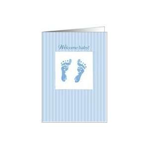  Baby Boy Footprints, Blue Congratulations Card Health 