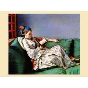Lady Reading Her Book Wearing a Turkish Costume By J.e. Liotard 1753 