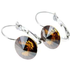  Gorgeous Brown Swarovski Drop Lever Back Earrings Jewelry