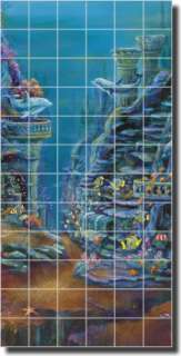 Cook Undersea City Dolphin Fish Ceramic Tile Mural Art  