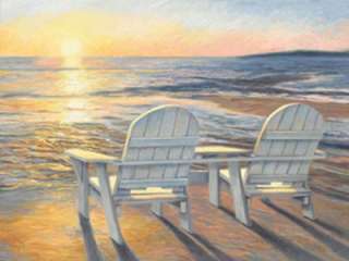 Relaxing Sunset Chair On Beach Framed Picture Print Art  