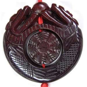  Double Stone Dragons with Bagua Tassel 