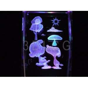  Peanuts Snoopy Kissing Lucy 3D Laser Etched Crystal 