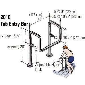  Stainless Steel, Alloy 304 Anti Slip 1 1/4inch Tub Entry 
