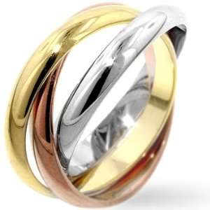  Triple Tone Rhodium Bonded Eternity Ring   Size: 5 10, 5 