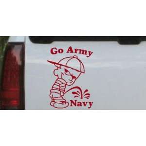 Red 14in X 11.2in    Go Army Pee On Navy Car Window Wall Laptop Decal 