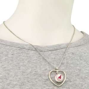  Cleveland Indians 3D Baseball Heart Pendant Necklace 