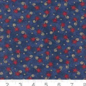  45 Wide 76 Trombones Stars & Swirls Navy Fabric By The 