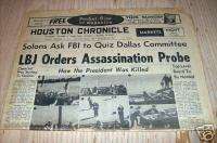 Houston Chronicle Nov 1963 Probe Into JFK Assassination  