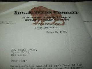 1920 Edw Tryon FIRE ARMS   FISHING Letterhead   Buffalo  