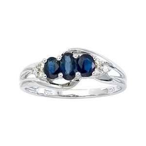   07 ct. Diamond and 1 ct. Oval Shaped Sapphire Ring: Katarina: Jewelry