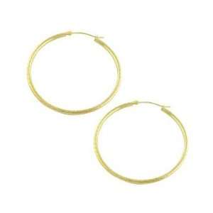    14K Yellow Gold Diamond Cut Hoop Earrings: Katarina: Jewelry