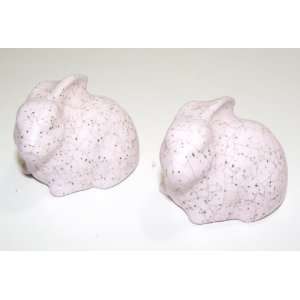  Vintage Faux Cracked Finish Rabbit Salt And Pepper Shakers 
