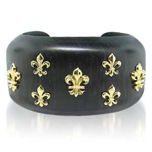 Trianon Yellow gold Estate 18K Wood Cuff Bracelet: Jewelry