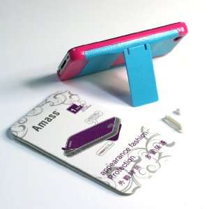  Pink and Blue / Plastic Stand Case for Apple iPhone 4+Free 