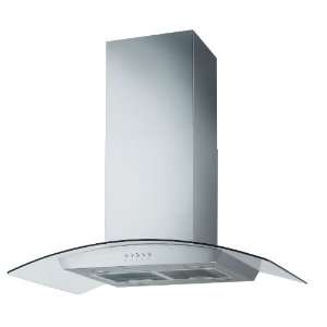 36 Stainless Steel Contemporary Island Range Hood W/ Curved Glass 