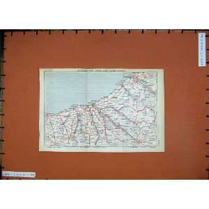   1933 Colour Map France Dieppe Mers Le Treport Valery: Home & Kitchen