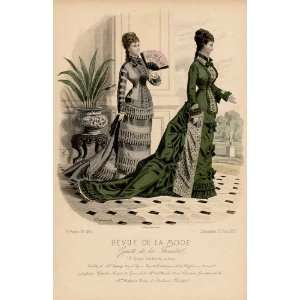  Paris Fashions   1877 Antique Lithographed Print