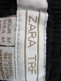 ZARA TRF Black Linen Pants Slacks Sz M  