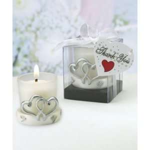  Glass Candle Holder with Double Heart Base Design