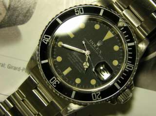 Vintage Rolex Submariner Transitional 16800 Matte SS Automatic Diver 