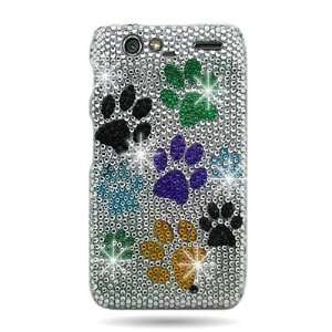  CENTRAL Brand Hard Snap on case With SILVER MULTICOLOR DOG PAWS 