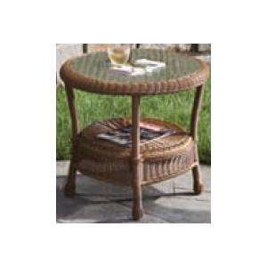   Side Table With Recessed Glass Top   Honey Bear: Patio, Lawn & Garden