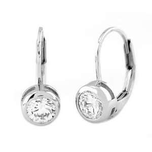   : Silver 1 Cttw Cubic Zirconia Bazel Set Lever Back Earrings: Jewelry